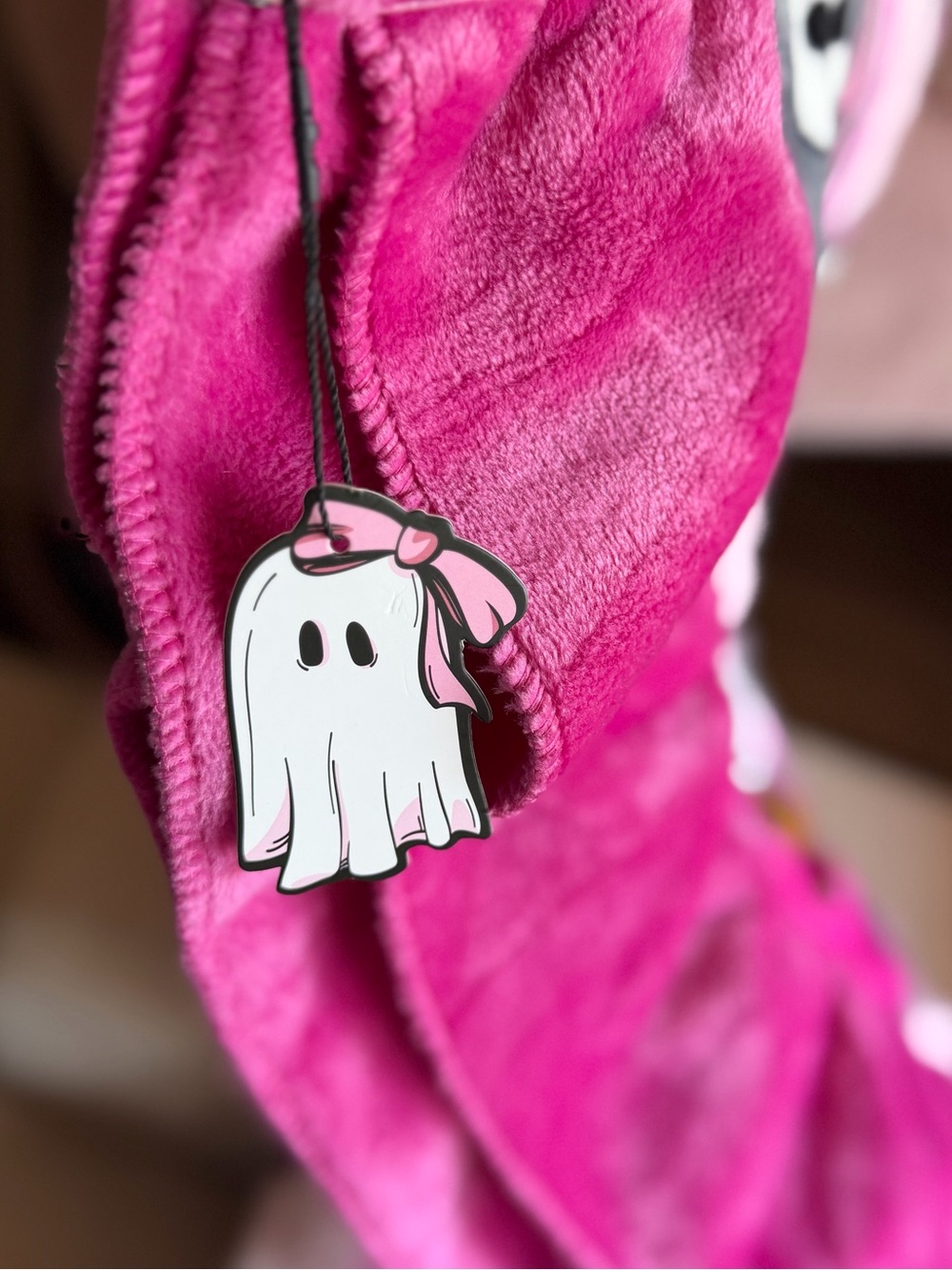 Pink ruffle Halloween throw blanket bows ghosts coffee skeleton vintage style - Picture 5 of 14